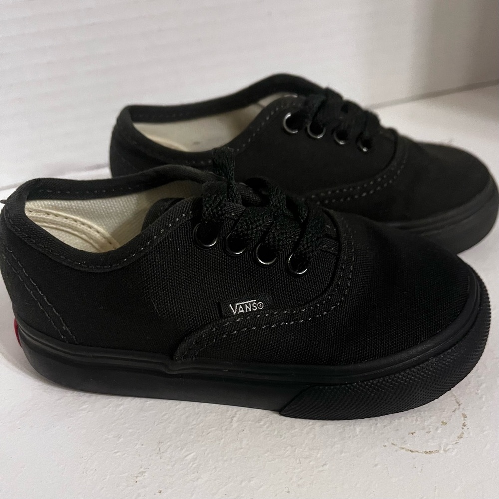 Vans Black Canvas Sneakers with Waffle Tread Toddler Size 6